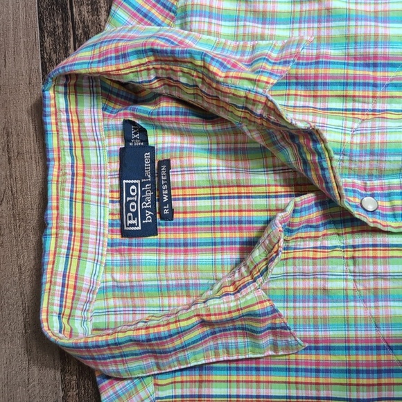 POLO Ralph Lauren | RL Western | Pearl Snap | Multicolor Plaid | Size XXL - Picture 2 of 8